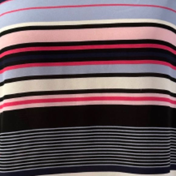 ELLE Top Blouse Stripe Sleeveless Peplum Hem Crewneck Multi-Color Medium - Picture 6 of 10